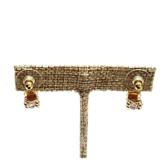 Earrings Half Hoops Rhinestones Gold Tone Fashion - Picture 6 of 7